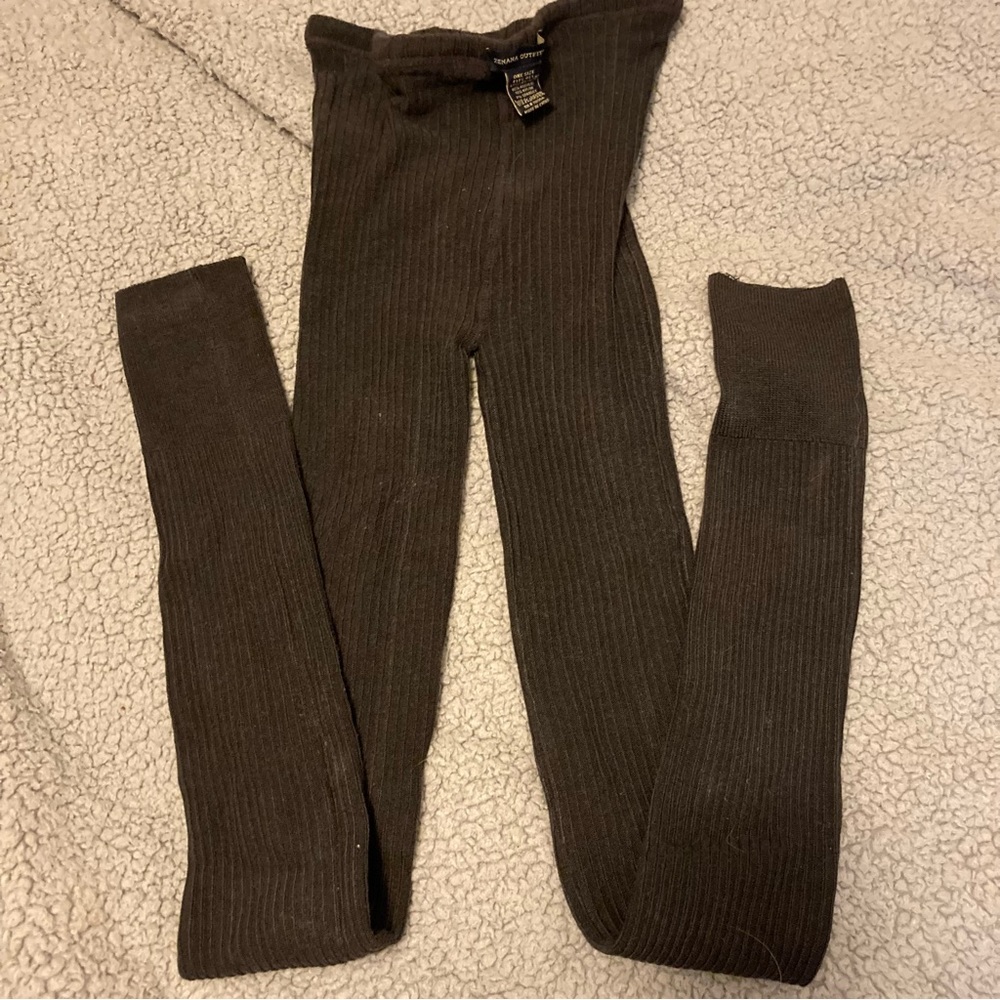 Zenana Outfitters Leggings/Footless Ribbed Tights, dark gray, one size (kids)